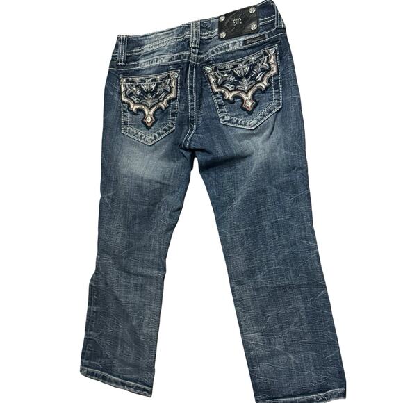 Miss Me Blue Jeans WOMEN’S Size 27 Signature Cuffed Capri Fit denim sequin - Picture 4 of 6